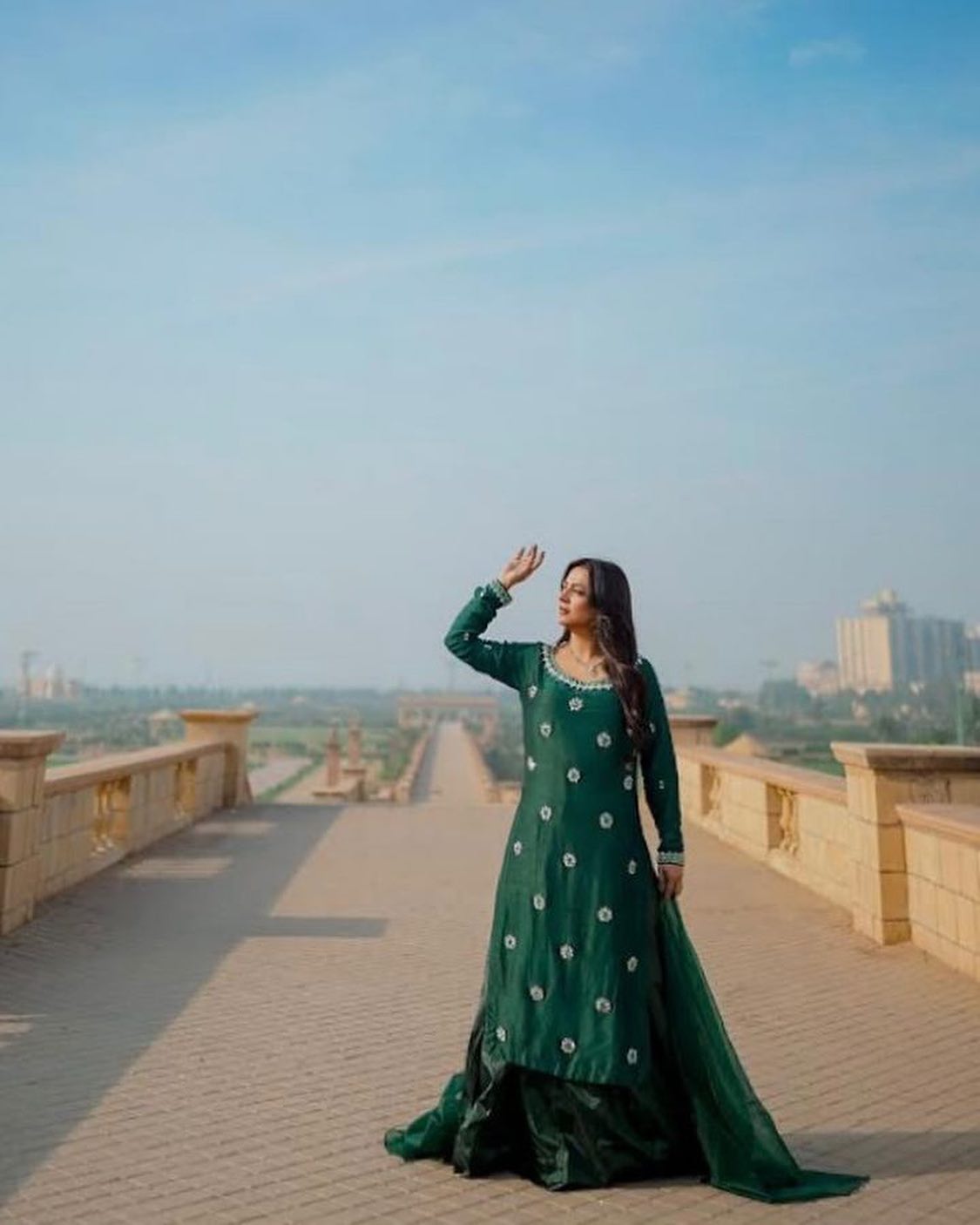 Lush green-Silk handmade stitch dress