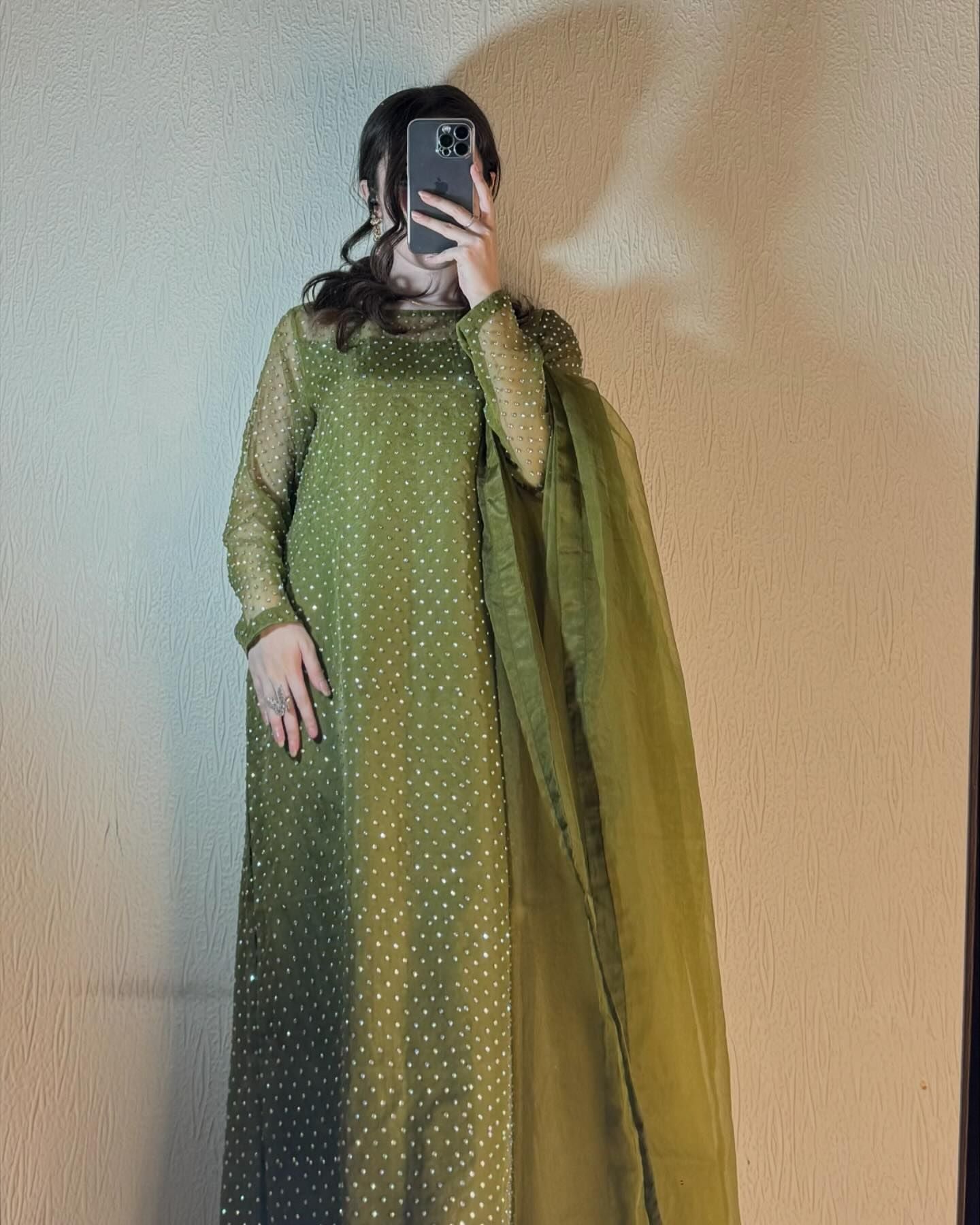 Glam Green- Silk handmade unstitch dress