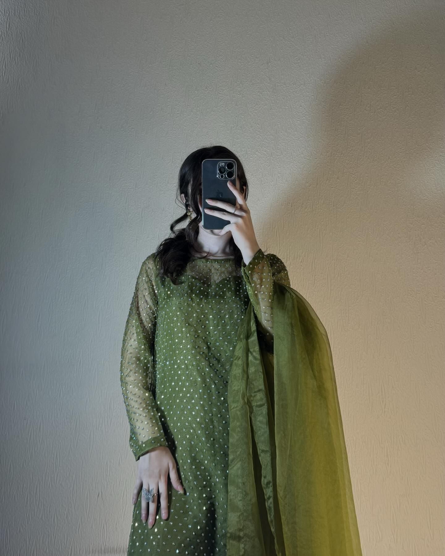 Glam Green- Silk handmade unstitch dress