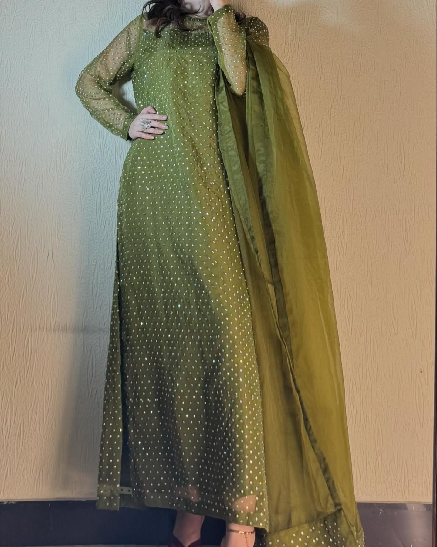 Glam Green- Silk handmade unstitch dress