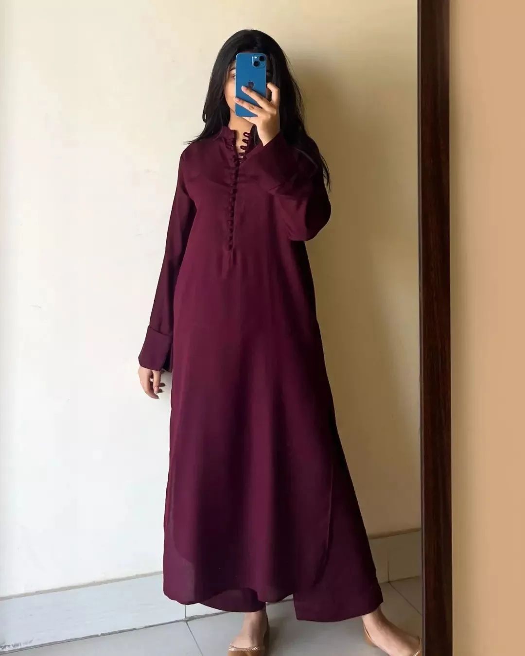 Basic plum-stitch dress winter