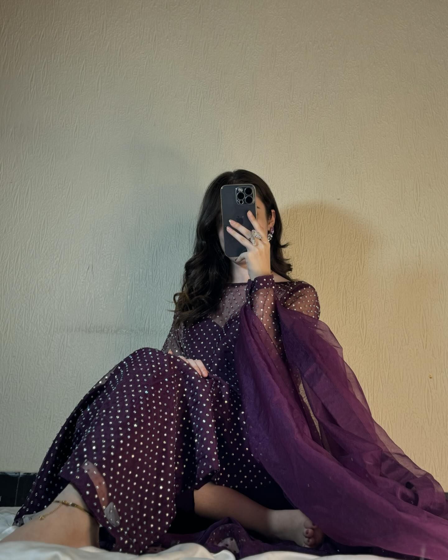 Glam Purple- Silk handmade stitch dress