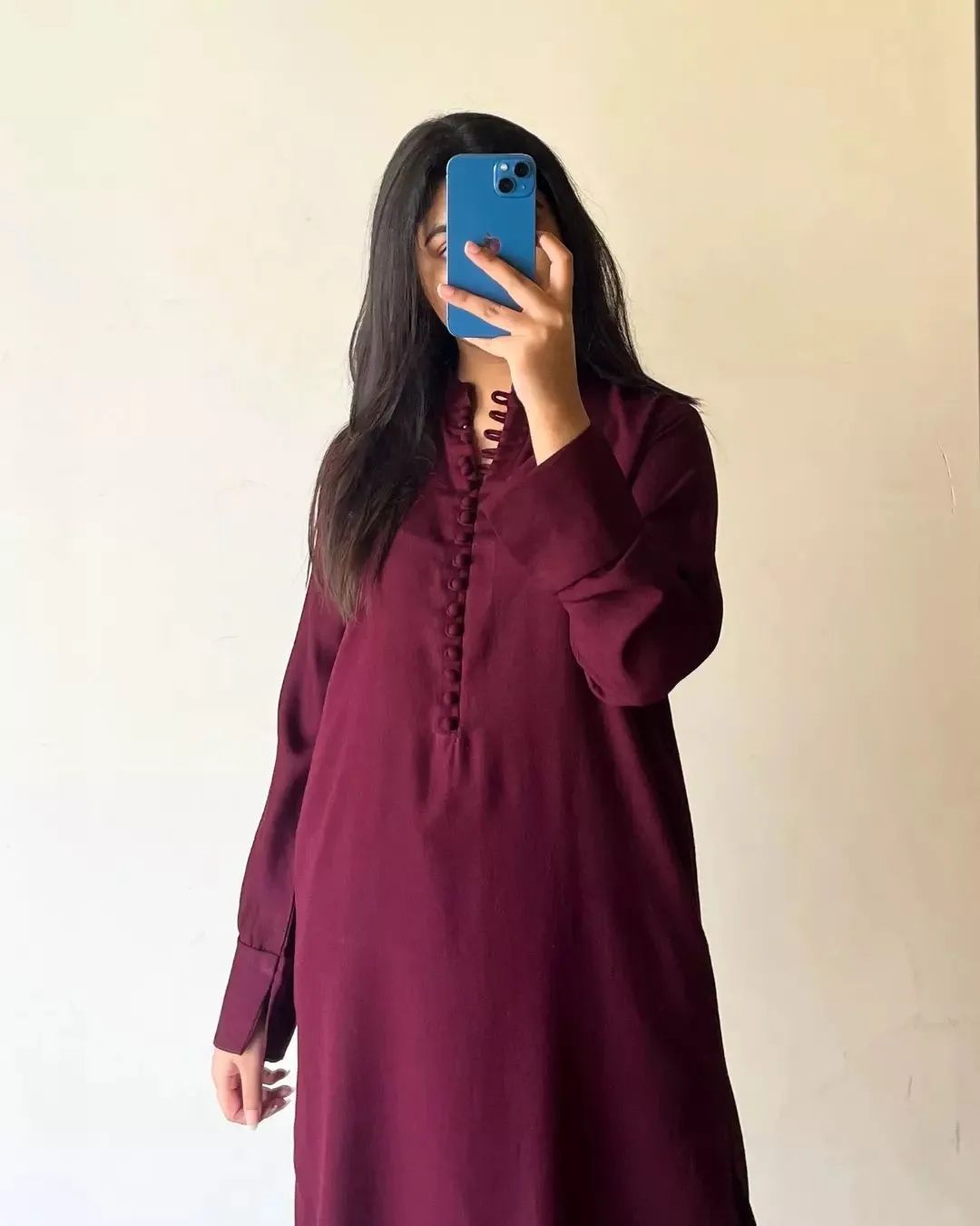 Basic plum-stitch dress winter