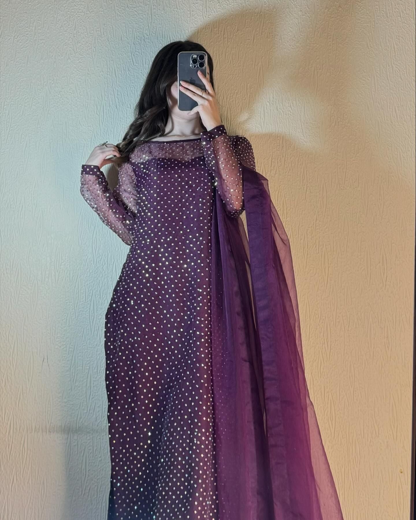 Glam Purple- Silk handmade stitch dress